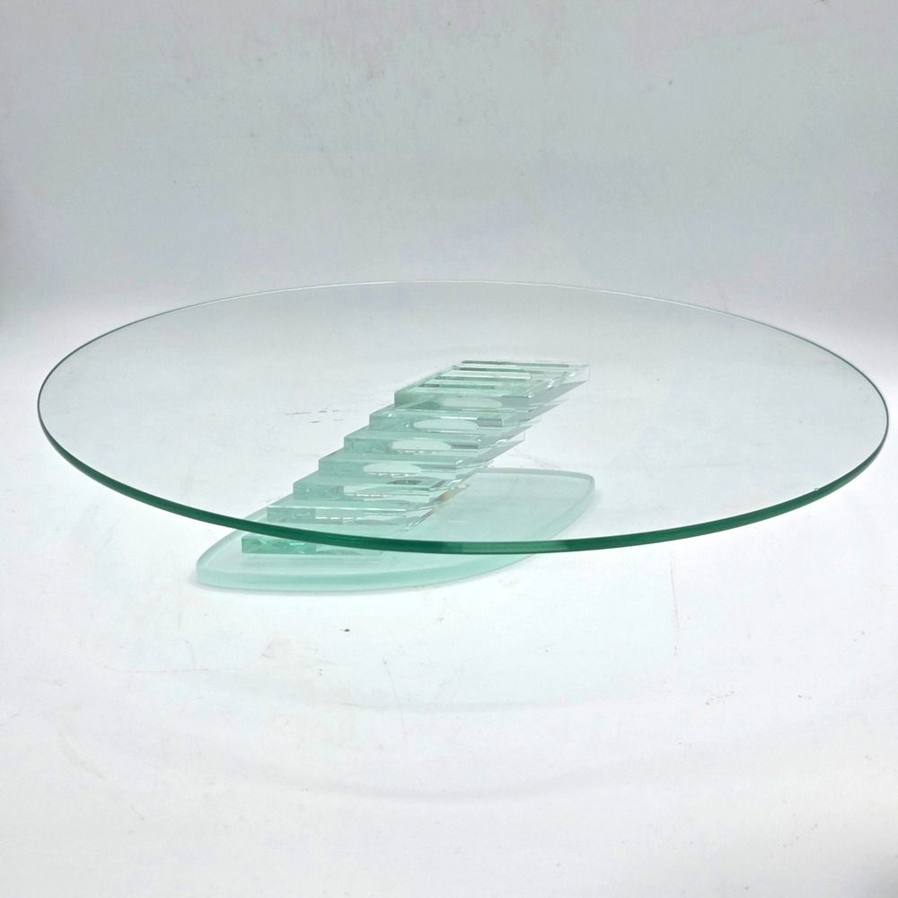 PartyLite Stratus 3-Wick LARGE 14" Glass Candle Holder Stacked Glass Cake Plate